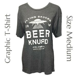 Vintage Graphic T Shirt - Heather Grey- Beer Shirt - Size Medium